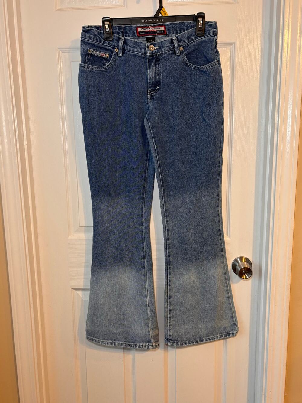 Vintage No Excuses Blue Jeans Women’s 7/8 Flare Bootcut Y2K 100% Cotton